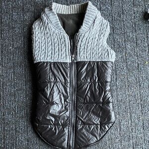 Doggie Vest. Gray and Black Quilted Vest. Fleece inside.